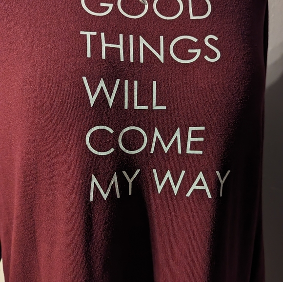 Peace, love world yoga soft long sleeve  workout x-large burgundy wine positive - Picture 4 of 10